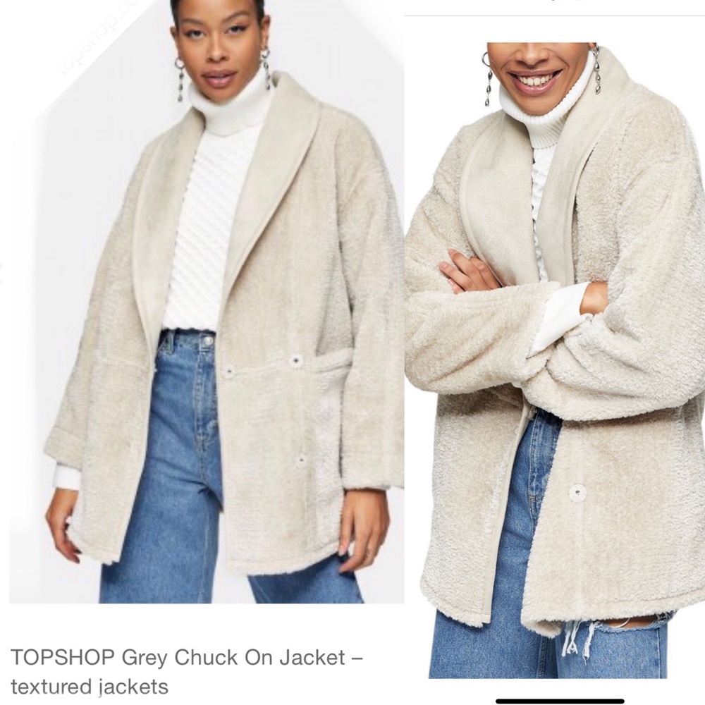 NWT TOPSHOP TEDDY COAT LUCAS CHUCK ON JACKET